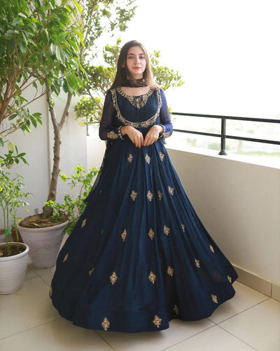 Embroidered chiffon Three peice maxi for women