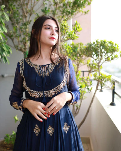 Embroidered chiffon Three peice maxi for women